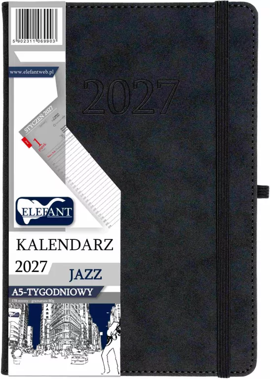 Kalendarz Jazz 2027 A5 tygodniowy grafitowy - tantis.pl
