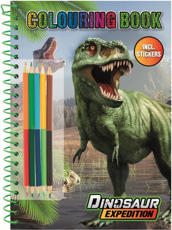 Kolorowanka dinozaur + kredki - tantis.pl