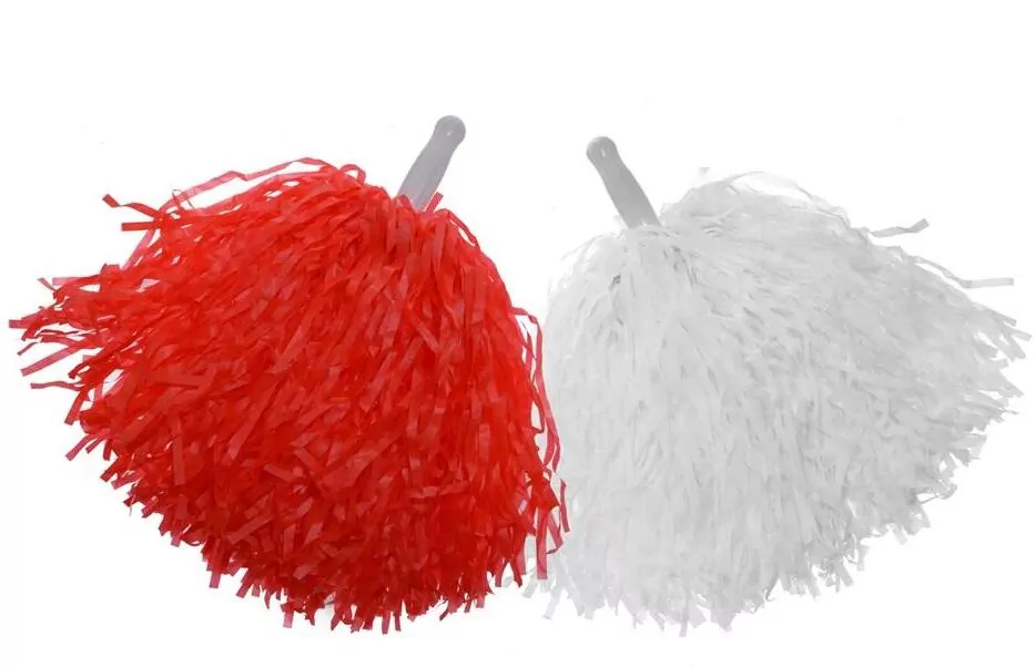 Pompony kibica biały + czerwony 2szt - tantis.pl