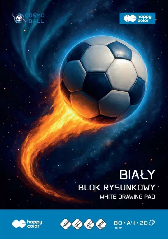 Paczka Blok rysunkowy biały Cosmo Ball A4 80g. 20ark. Happy Color 20 sztuk - tantis.pl