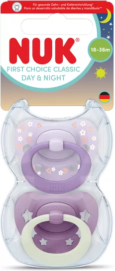 NUK. First Choice. Smoczek. 2 sztuki. 18-36 miesięcy. Fioletowy - tantis.pl