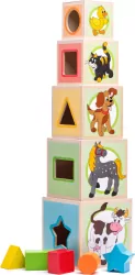 Wieża do układania z sorterem, liczby, zwierzęta 95005 Woody