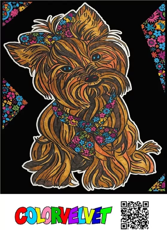 Kolorowanka welurowa Yorkshire Terrier 47x35cm - tantis.pl