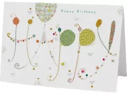 Karnet B6 + koperta Urodziny napis balony