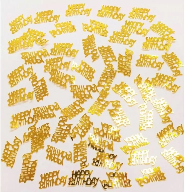 Konfetti metalizowane Happy Birthday złote - tantis.pl