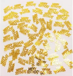 Konfetti metalizowane Happy Birthday złote