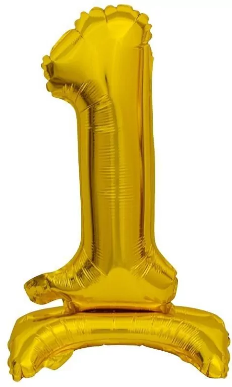 Balon foliowy B&C Cyfra stojaca "1" złota 38cm - tantis.pl