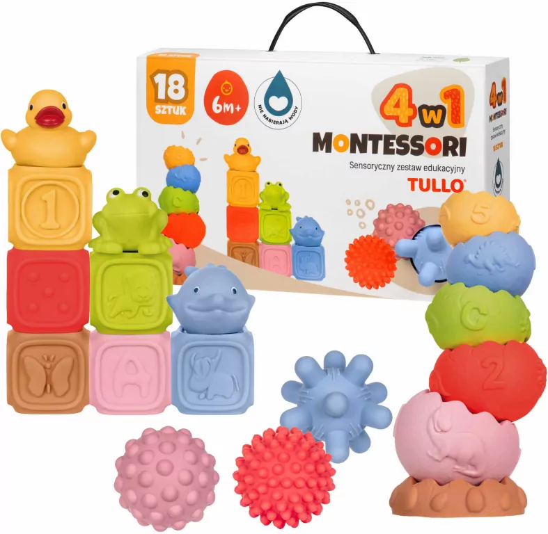 Klocki sensoryczne Zestaw Montessori 18szt - tantis.pl