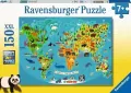 Puzzle 150 Mapa świata dzikich zwierząt XXL - tantis.pl