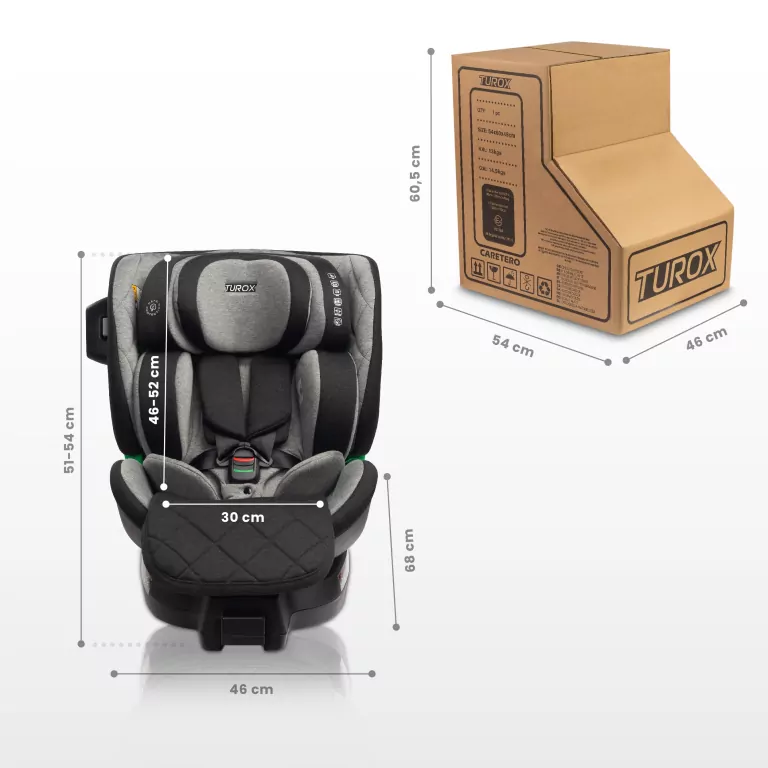 Caretero Fotelik Turox I-Size grafit (40-150cm) - tantis.pl