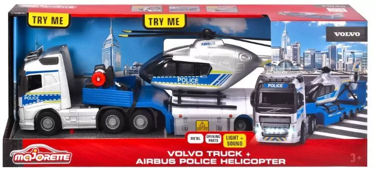 Majorette. Ciężarówka Volvo + helikopter - tantis.pl