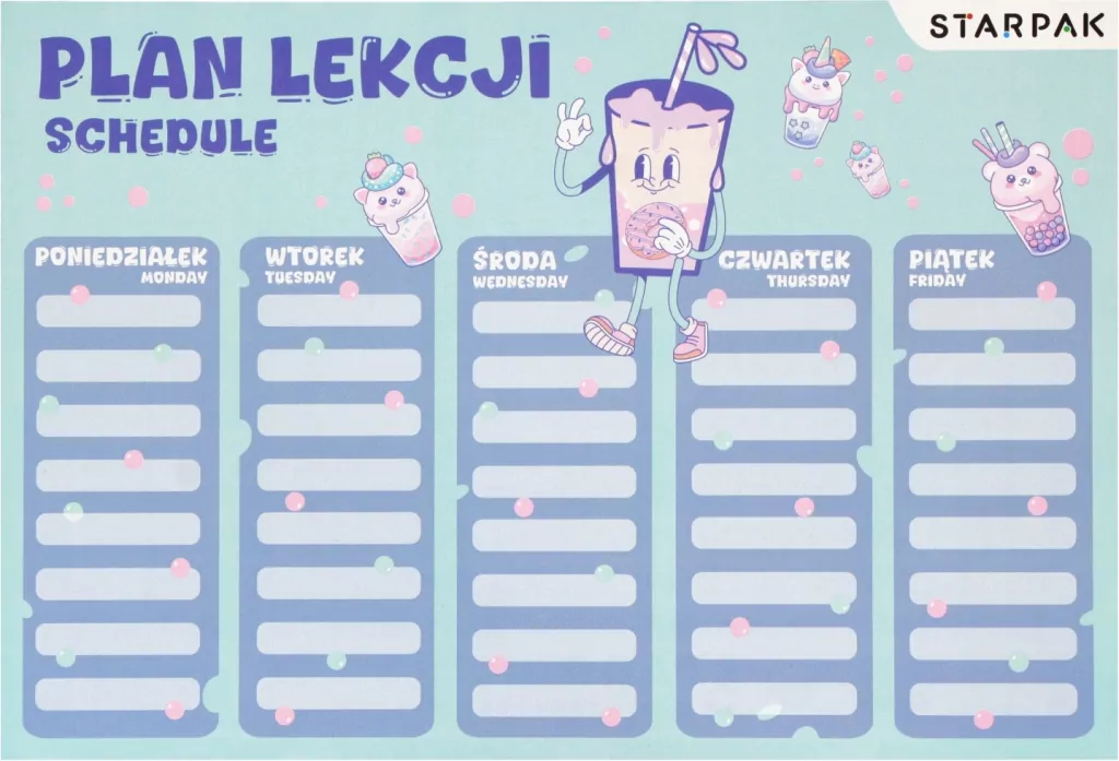 Plan lekcji z tabliczką mnożenia - tantis.pl