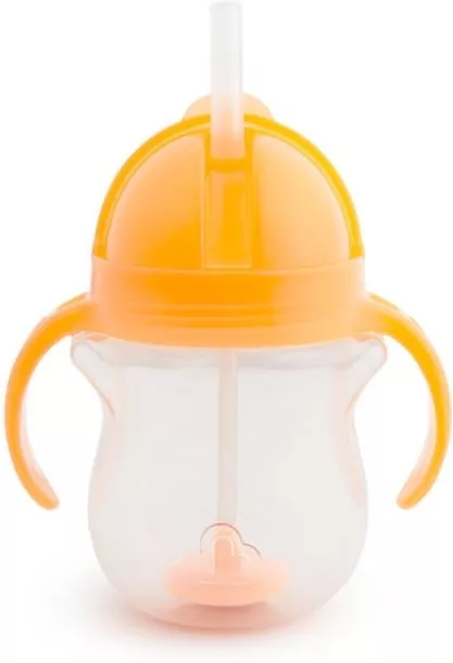 Kubek Munchkin niekapek ze słomką 207ml pomarańczowy - tantis.pl