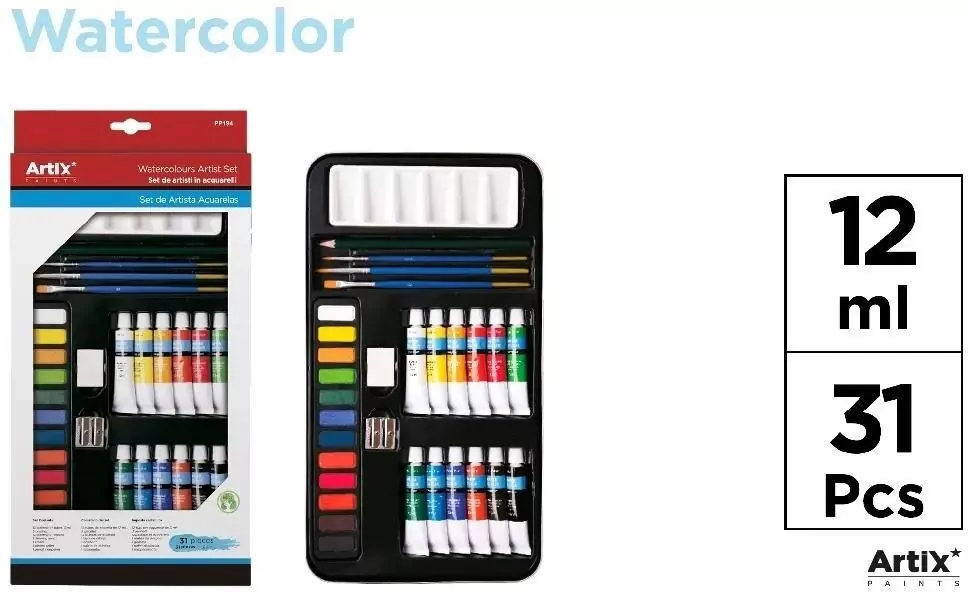 Farba akwarelowa z przyborami 31 elementów - tantis.pl