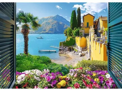 Puzzle 1000 Widok na jezioro Como TREFL - tantis.pl