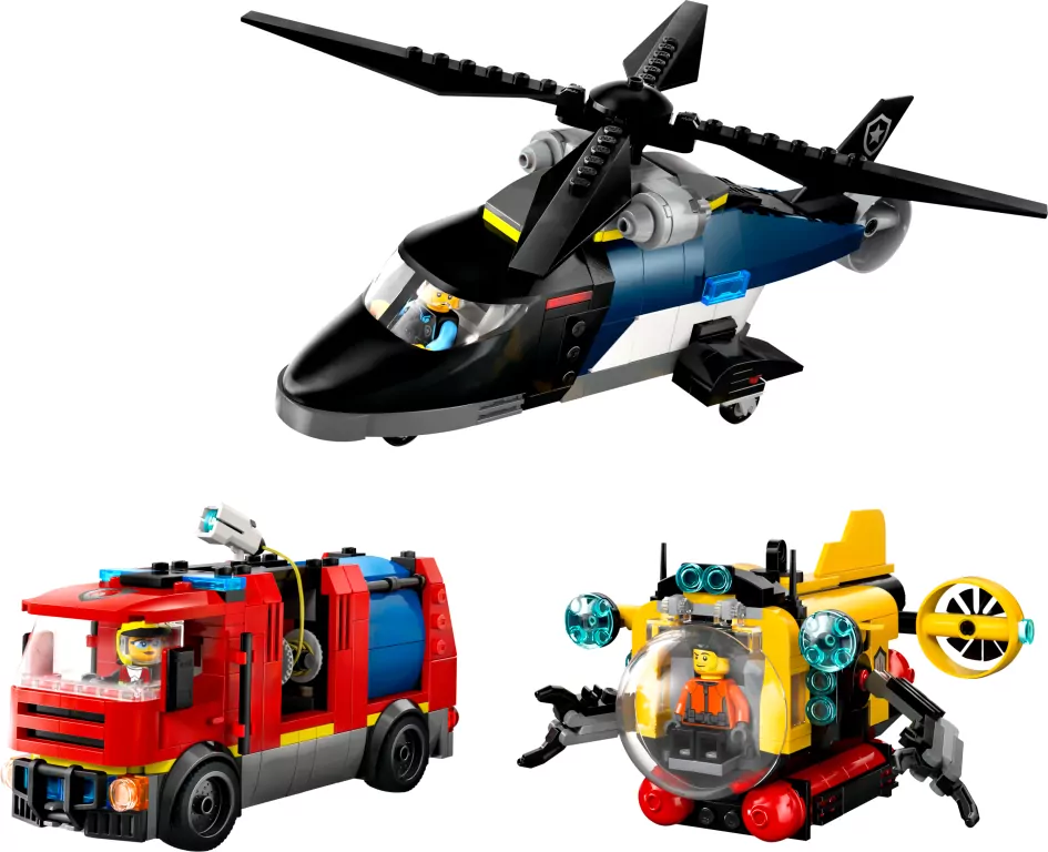 LEGO® Zestaw z helikopterem, wozem strażackim i łodzią podwodną 60462 - tantis.pl