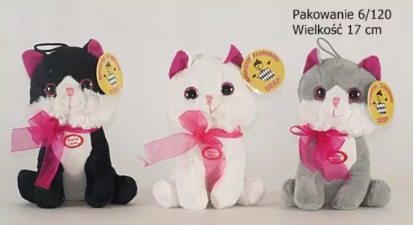 Maskotka Kotek z głosem siedzący z kokardką Mały 3625 DEEF mix cena za 1 szt - tantis.pl