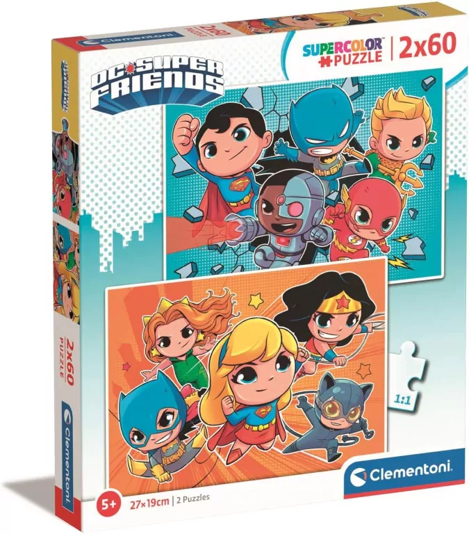 Clementoni. Puzzle 2x60. Super Kolor WB DC Comics - tantis.pl