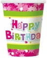 Kubeczki papierowe Happy Birthday róż 270ml 6szt - tantis.pl