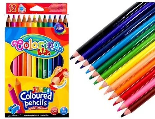 Kredki ołówkowe trójkątne jumbo. Colorino Kids. 12 kolorów - tantis.pl