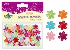 Cekiny kwiaty pastelowe mix kol.14g.13mm (Ck061)błękitny,zielony,czerwony,ciemnoróżowy,pomarańczowy - tantis.pl