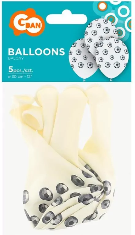 Balony Piłka Nożna czarno-białe 30cm - tantis.pl