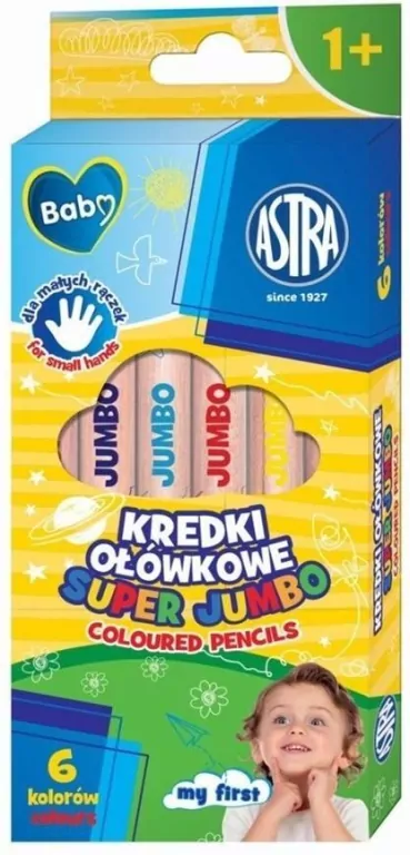 Kredki ołówkowe okrągłe Super Jumbo 6kol ASTRA - tantis.pl