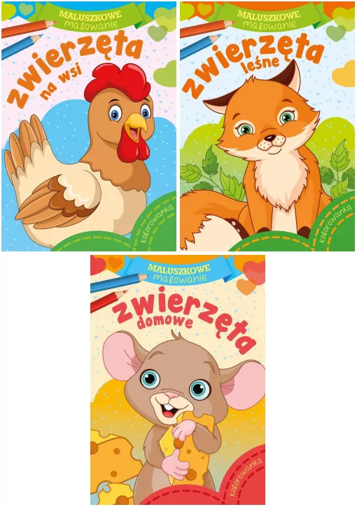 Pakiet: Zwierzęta na wsi/ Zwierzęta leśne/ Zwierzęta domowe. Maluszkowe malowanie - tantis.pl