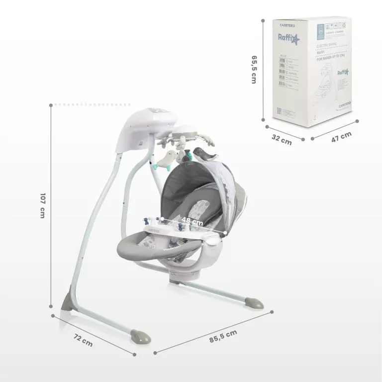 Caretero Huśtawka elektryczna Raffi light grey - tantis.pl