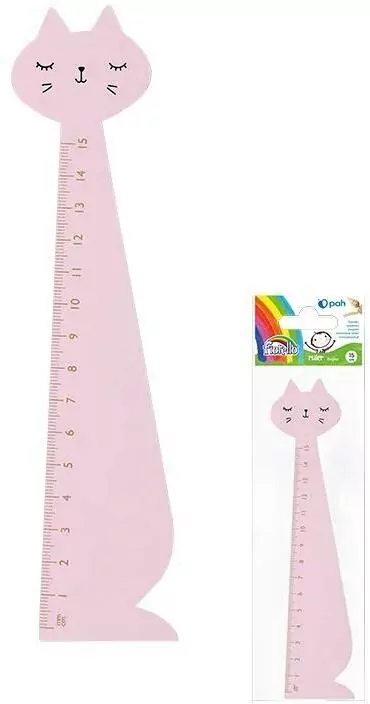 Linijka drewniana 15cm kot różowy - tantis.pl