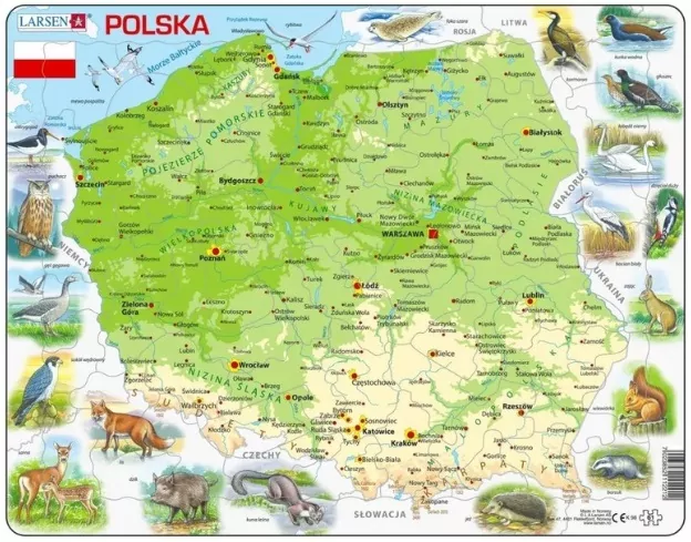 Układanka Mapa Polska fizyczna zwierzęta Maxi - tantis.pl