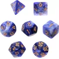 Komplet kości RPG. Fioletowo-srebrne. Dwukolorowe. REBEL - tantis.pl