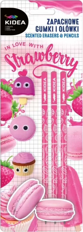 Zapachowe gumki i ołówki. Truskawka - tantis.pl