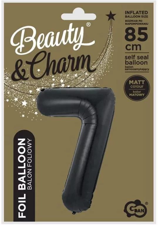 Balon foliowy B&C cyfra 7 matowa czarna 85cm - tantis.pl