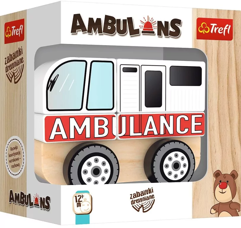 Ambulans. Zabawka drewniana. 61000 - tantis.pl