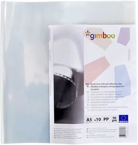 Gimboo. Okładka na książki z samoprzylepnym brzegiem A5, 10 sztuk - tantis.pl