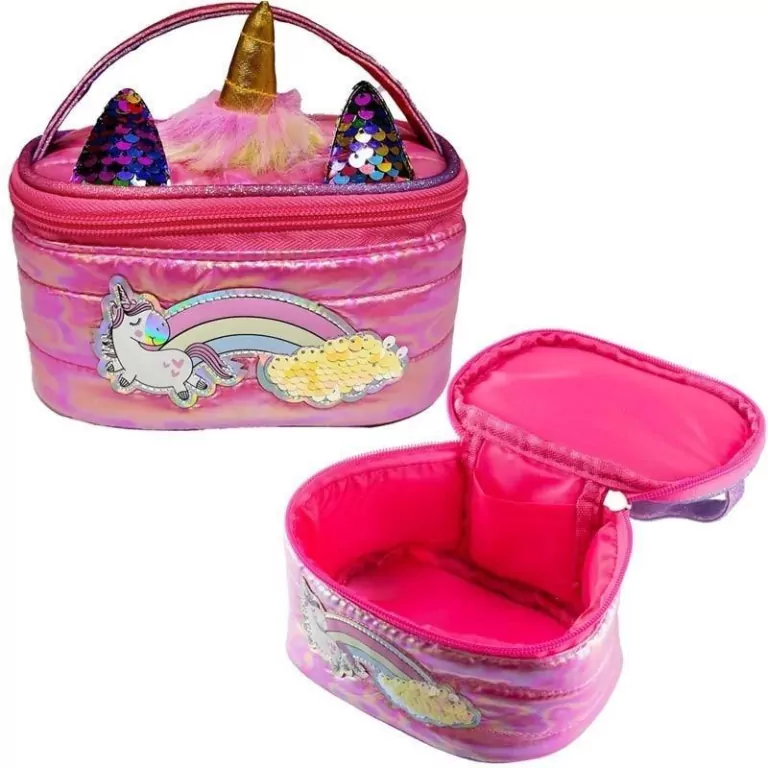 Kosmetyczka puff Jednorożec magenta - tantis.pl