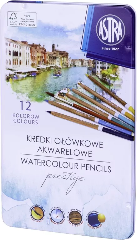 Kredki akwarelowe z drewna cedrowego. Prestige 12 kolorów - tantis.pl