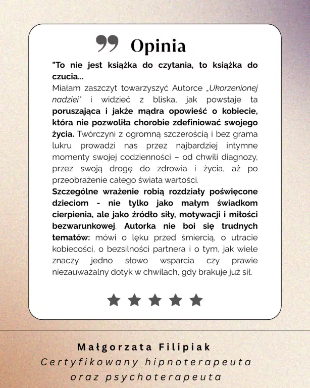 Zakorzeniona nadzieja. Jak nie dałam się pokonać rakowi - tantis.pl