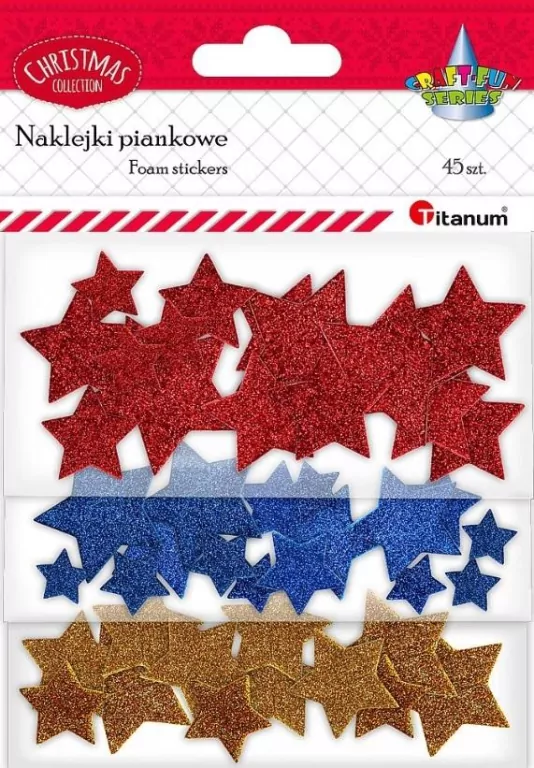 Naklejki piankowe brokatowe gwiazdki, mix - tantis.pl
