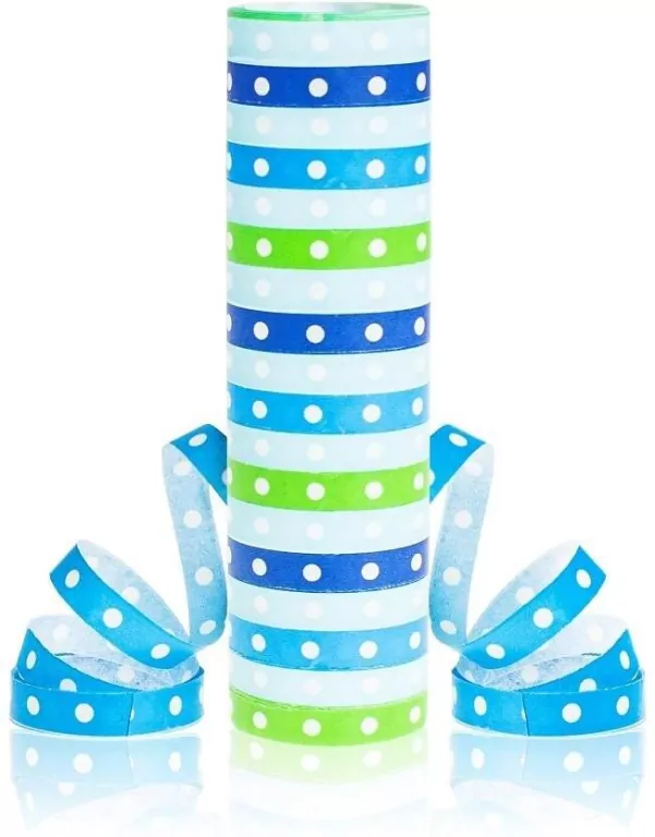 Serpentyna Groszki i paski niebiesko-zielone 4m - tantis.pl