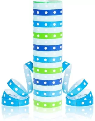 Serpentyna Groszki i paski niebiesko-zielone 4m