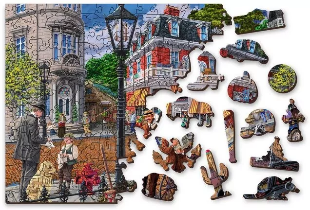 Puzzle drewniane 3D Ulica w centrum Main street L - tantis.pl