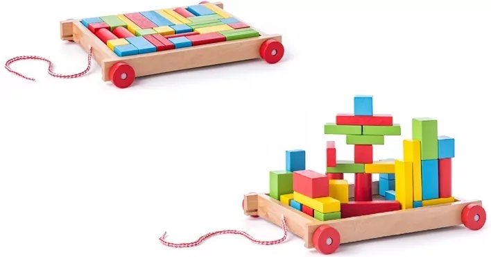 Wózek z klockami kolor 34 elementy - tantis.pl