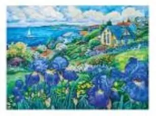Mozaika diamentowa 5D - Pejzaż z irysami 40x30cm - tantis.pl