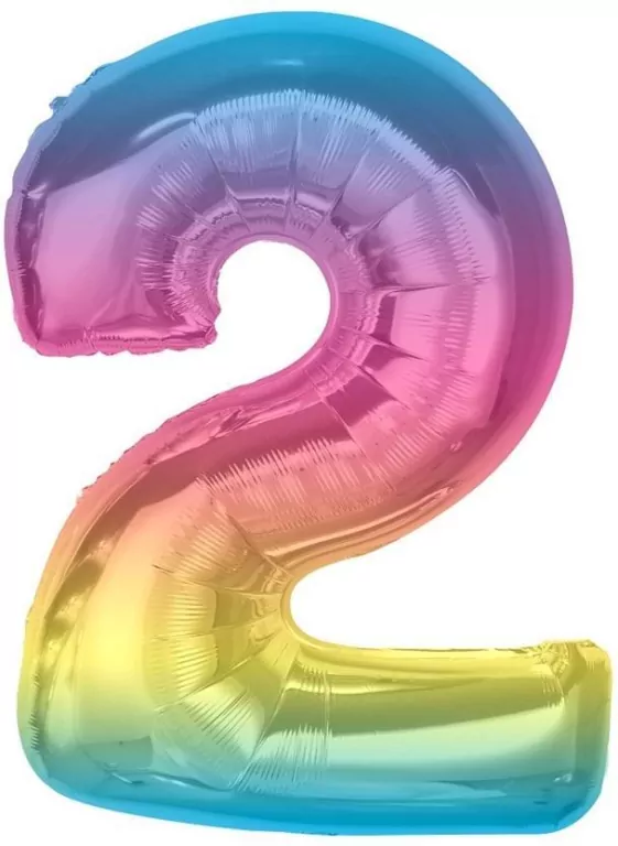 Balon foliowy cyfra 2 tęczowa Smart 92cm - tantis.pl