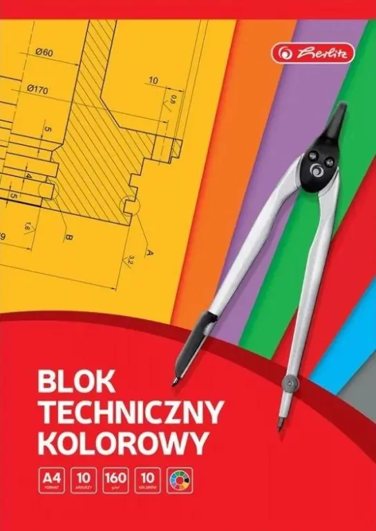 Blok techniczny A4/10K kolorowy (20szt) HERLITZ - tantis.pl