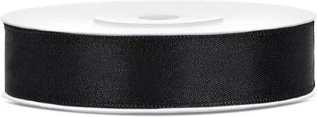 Wstążka dekoracyjna czarna 12mm/25m - tantis.pl