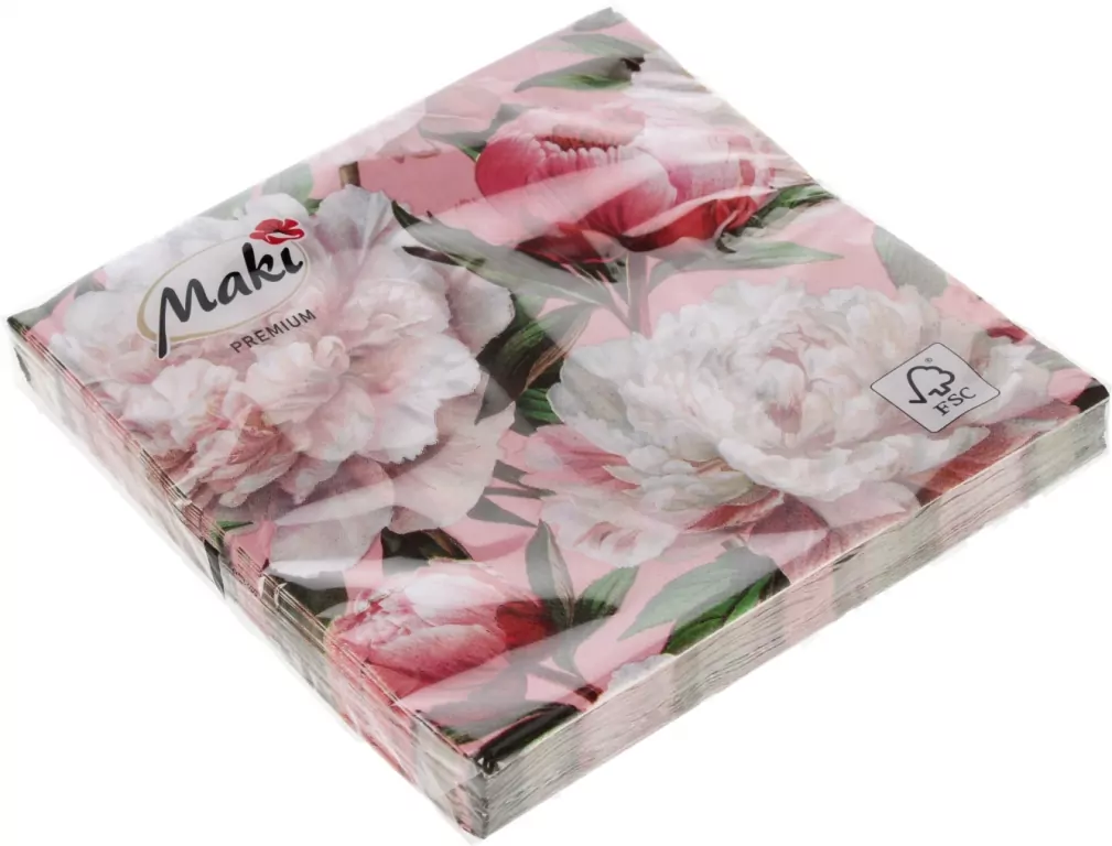 Serwetki MAKI Lunch SL 330x330 Kwiaty białe 061801 - tantis.pl