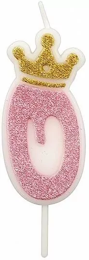 Świeczka 0 różowa 6,8cm PARTY GO - tantis.pl